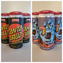Strike Brewing - Santa Cruz Skateboards 2015 Classic Dot Blonde Ale & 2016 Screaming Hand Red IPA - Collection Only - Cans Empty - $35ea/both$60