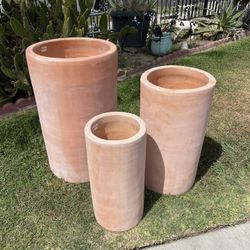 Tall Round Terracotta Pots-Tuscan Terracotta Planters.($315 set of 3 )