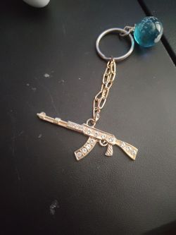 Gold AK-47 Rhinestone Keychain