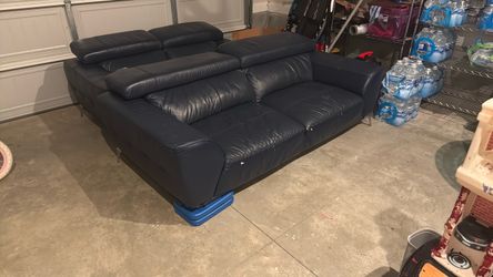 Dark Blue Leather Sectional Sofas