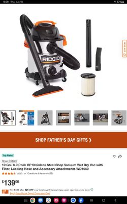 RIDGID 10 Gal Wet Dry Shop Vacuum WD1060