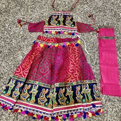 Kids Indian Dress For 4 Years  ( Skirt + Blouse &shawl)