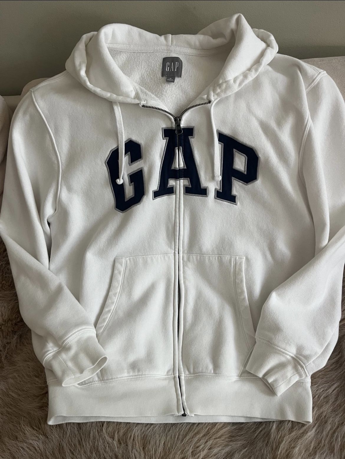 White Zipper Gap Hoodie