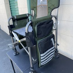 Ozark Trail Fishing Steel Director's Chair with Rod Holder, Green for