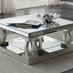 Coffee Table Made Entirely Of Mirrors And Crystals!  WOW!
