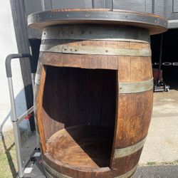Custom Made Distressed Barrel Table wood