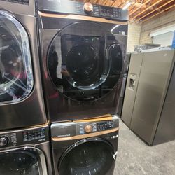 Samsung Set Front Load Washer And Dryer  New Black Stainless Steel New 