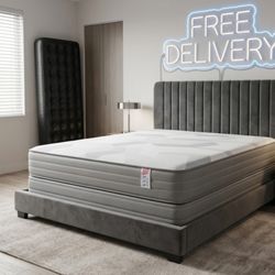 New QUEEN SIZE BED FRAME WITH MATTRESS NEW BEDROOM BED SET GRAY BED FREE DELIVERY 