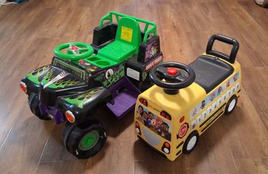 Monster jam grave digger and cocomelon bus