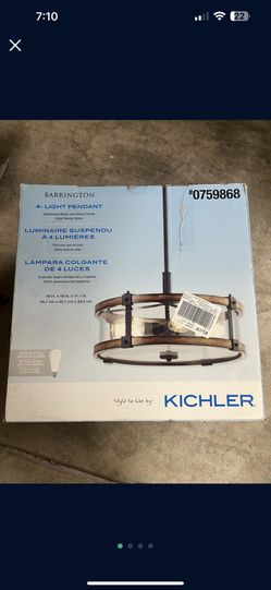 Kichler Barrington 4-Light Glass Drum Pendant Chandelier