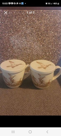 Ducks Unlimited Art By David A Mass 2 Mugs With Lids / Coasters