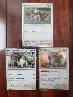 Pokemon Slakoth, Vigoroth & Slaking Paldea Evolved Evolution Line Cosmo Holo NM
