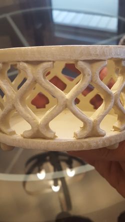 Jar candle holderwhite wash lattice