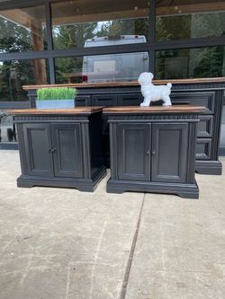 Black solid oak side tables per each