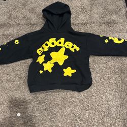 New Sp5der Beluga Hoodie Black & Yellow size M