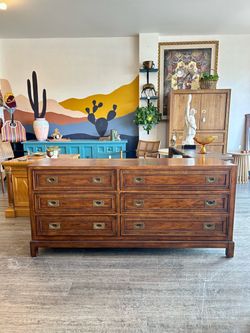 Double Dresser / Vintage Wood 6-Drawer / Campaign Style