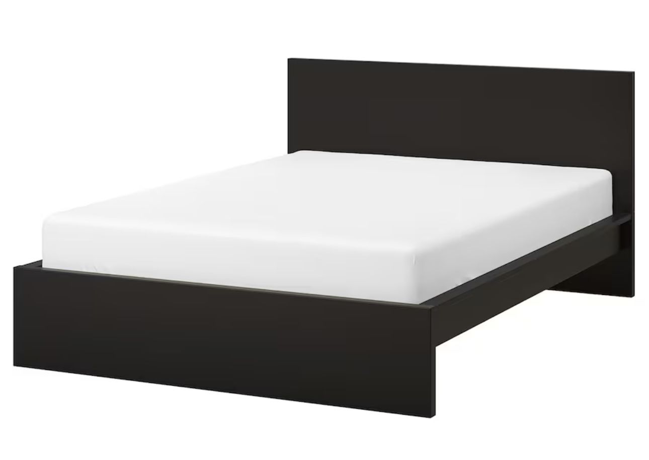 Full Size Brown-black Bed Frame With Full Size Memory Foam Mattress 