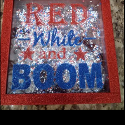 Red white and boom stand up Display.