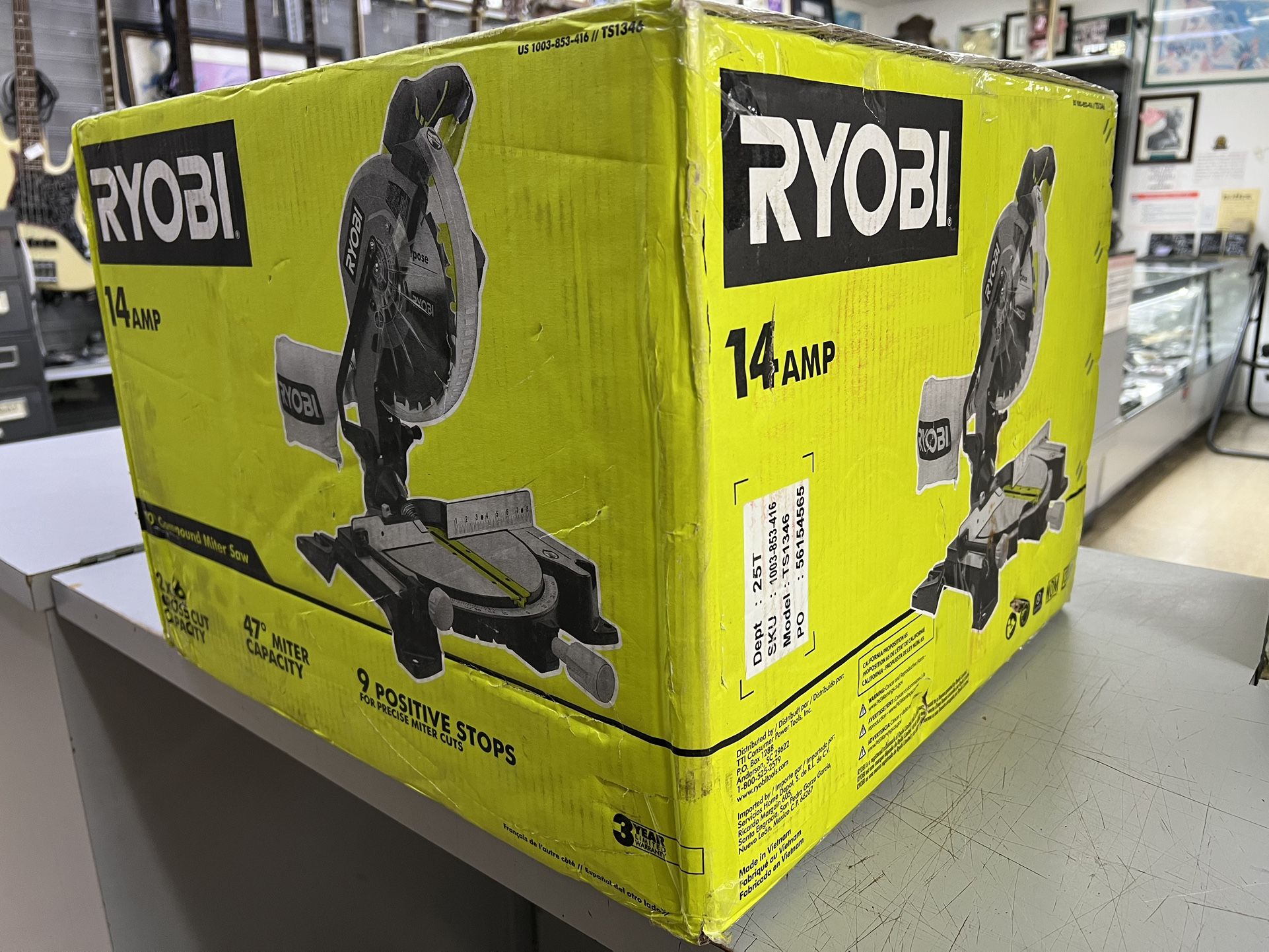 Ryobi 10” Compound Miter Saw with LED - TS1346