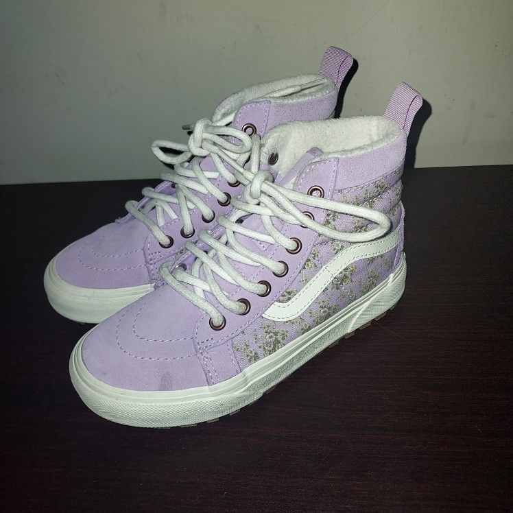 Vans Sk8 Hi Sneakers Girls Kids Size 1 Primaloft MTE  Cold Weather Purple Flowers