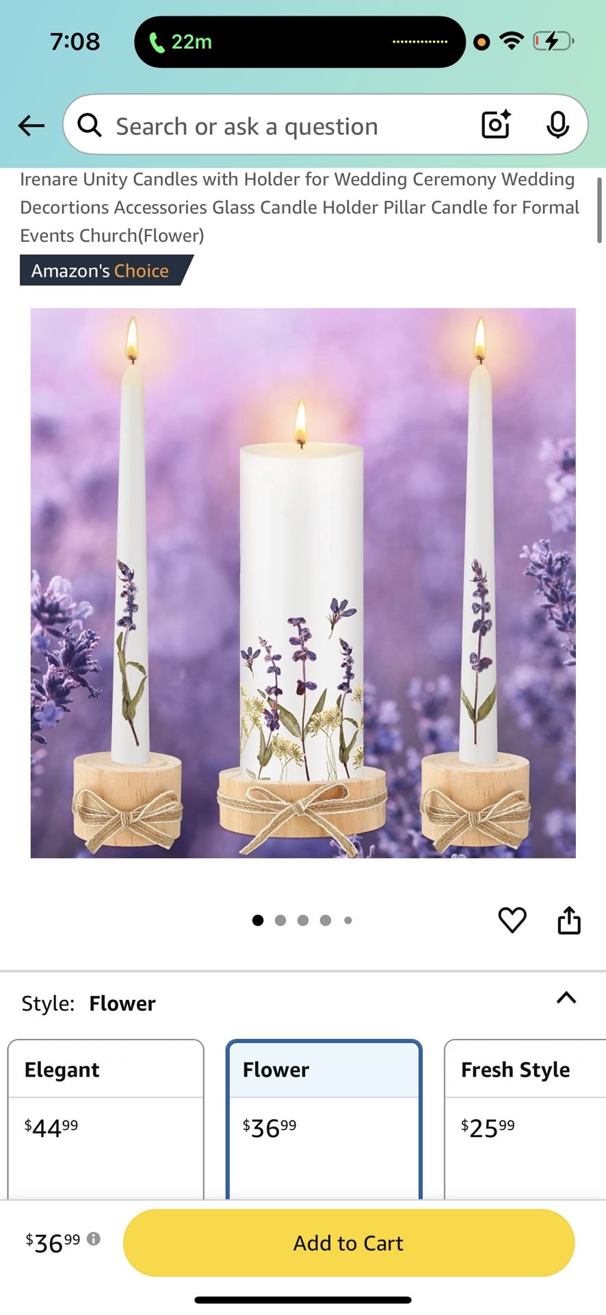 Irenare Unity Candles with Holder for Wedding Ceremony Wedding Decortions Accessories Glass Candle Holder Pillar Candle for Formal Events Church(Flowe
