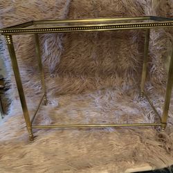 Vintage Gold Brass  End Table 