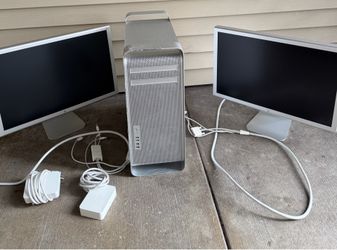 Mac Pro desktop (early 2009) with 2 monitors