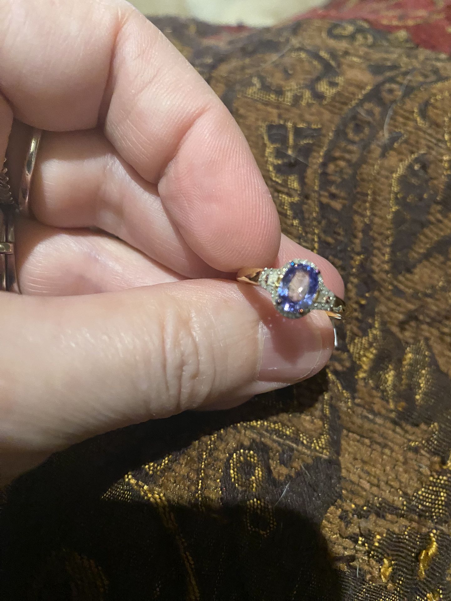 Ceylon Blue Sapphire & Diamond ring Sz 6 - new