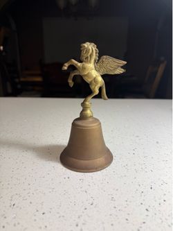 Vintage Brass Pegasus Bell Winged Horse Desk Bell Mythology Decor