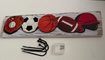 Wooden Sports Coat Rack with 4 Hooks