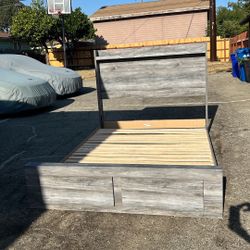 Ashley Queen Bed Frame With 2 Storage Drawers