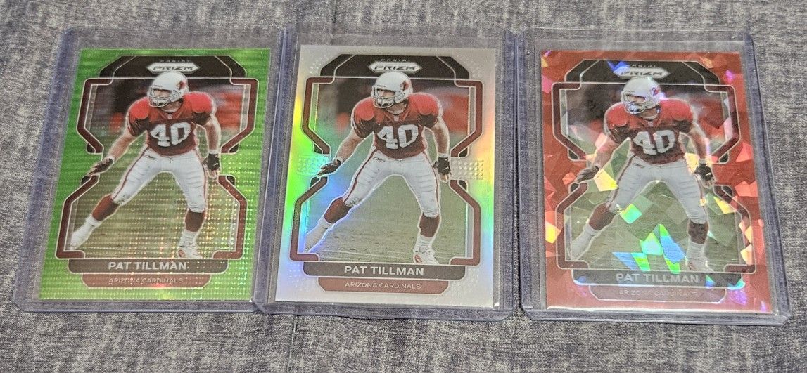 2021 Panini Prizm Arizona Cardinals Pat Tillman 3-card SP Lot2021 Panini Prizm Arizona Cardinals Pat Tillman 3-card SP Lot