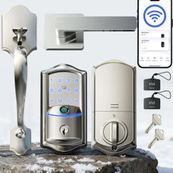 New Built-in Wi-Fi Fingerprint Smart Deadbolt Lock with Handleset,App Remote Keyless Entry Touchscre