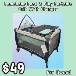 Pre Owned PamoBabe Pack & Play Portable Crib With Changer: njft 