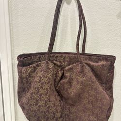Vintage Burgundy Leather Shoulder Bag Or Tote