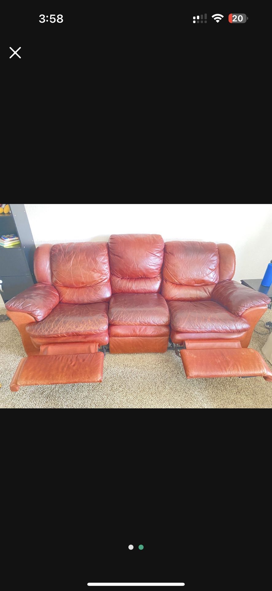 Leather Recliner Sofa For $150