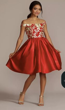 NWT David’s Bridal Red And gold Dress Size 10