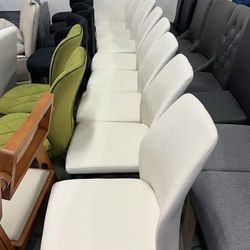 Dining Chairs Set of 8,Upholstered Leather Mid-Century Modern Chair, Kitchen Chair with Metal Legs for Room, Living Waiting Farmhouse