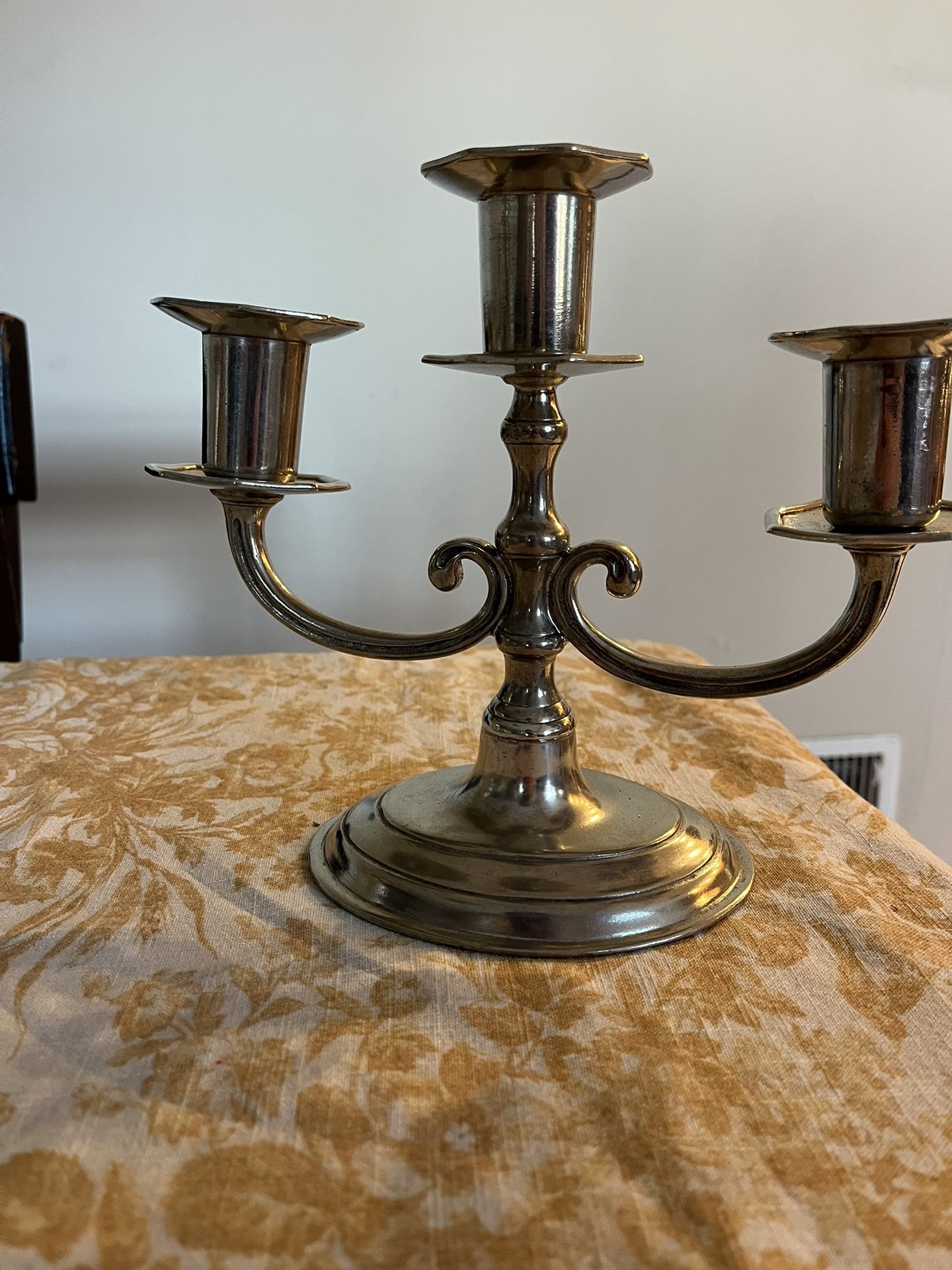 Vintage 95% Pewter 3-Arm Candelabra β Classic Design