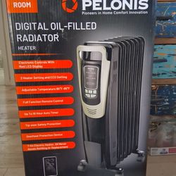Pelonis Oil Filled Radiator Heater With Remote And Thermostat