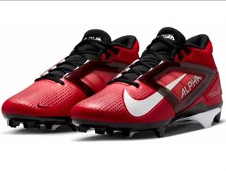 Brand New Nike Mens Alpha Menace Pro 4 Football Cleats Red White Men Size 9