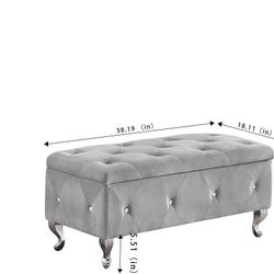 Rectangle Velvet Padded Storage Ottoman Bench 250lbs Load Capacity Entryway Shoe Bench for Bedroom Living Room End of Bed (38.19''L x 18.11''W x 17.72