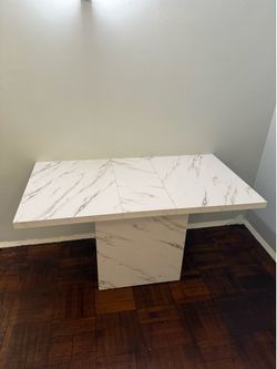 63 inch White Marble Modern Dinner Table for 6 people