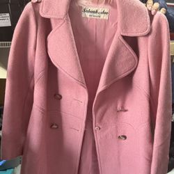 Vintage Pink Long Coat Size Small