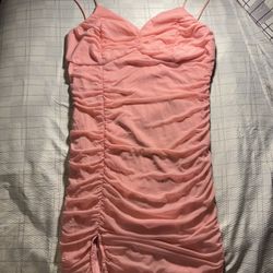 Pink Ruched Spaghetti Strap Dress, size xl