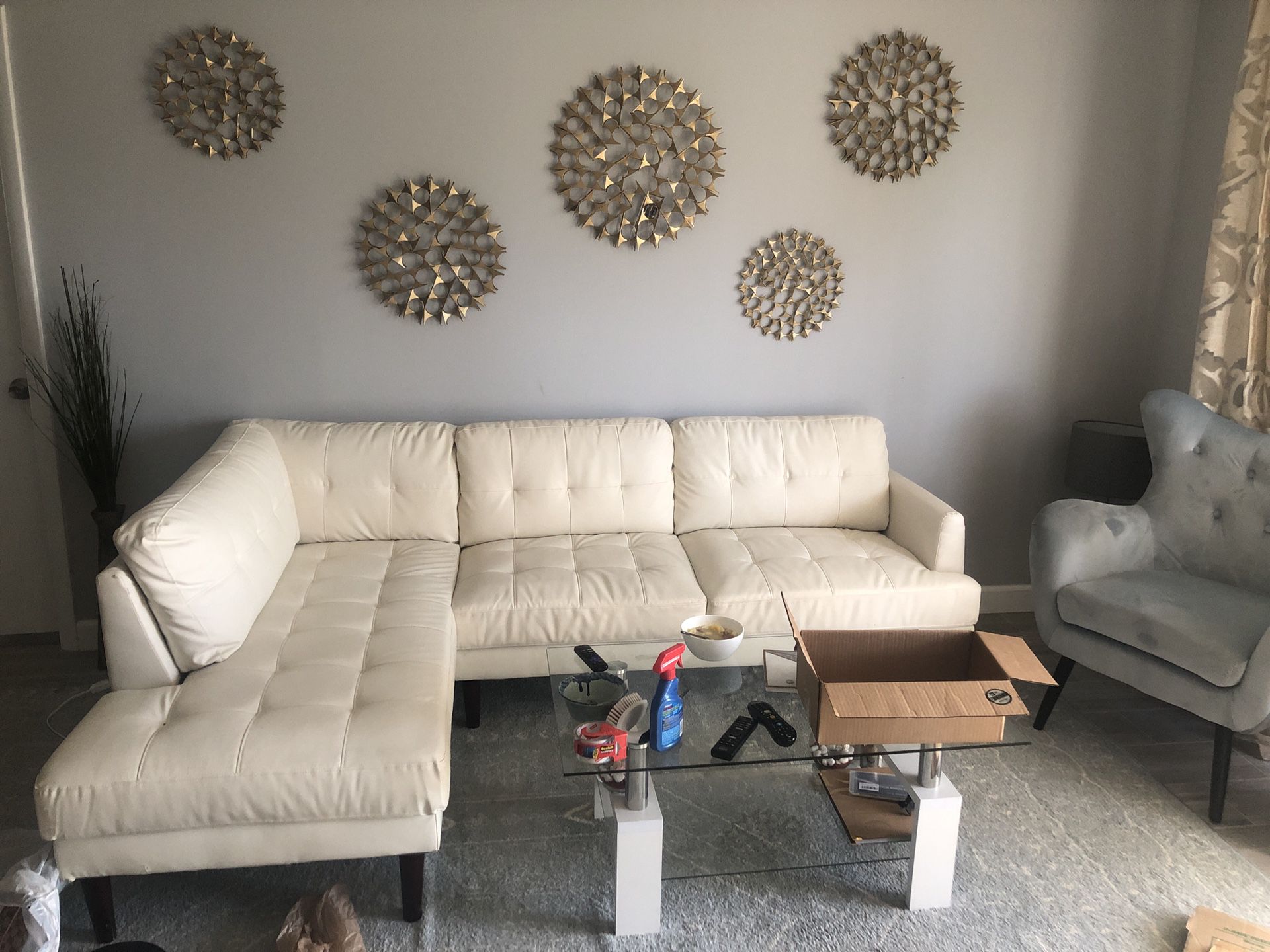 White sectional couch like new !