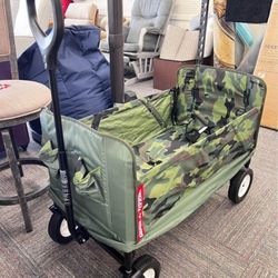 3-in-1 Camo Folding Wagon for Kids, Garden, & Cargo, Green Collapsible Wagon, New