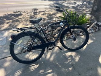 26”Black Beach Cruiser Bicycle with Basket