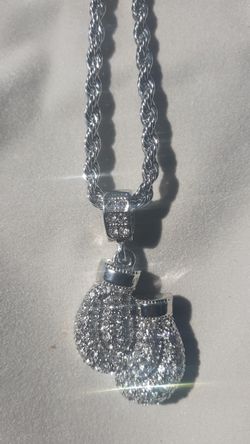Boxing Gloves Designer rope chain with stones 20"