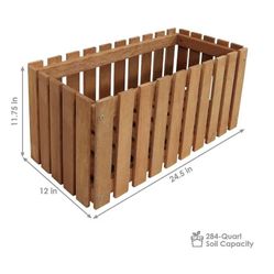 🥨Sunnydaze Meranti Wood Picket Style Planter Box - Outdoor Wooden Decorative Holder with Fence Design for Flowers, Herbs, Vegetables and Plants 